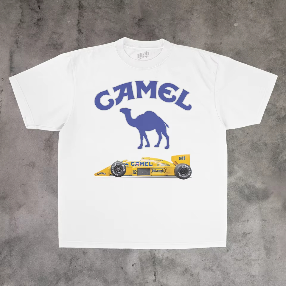 Streetwear Brand Graphics - ヴィンテージレーシングクラシックキャメルトレンディブランド Tシャツコットングラフィック Tシャツ男性女性夏ストリートウェア