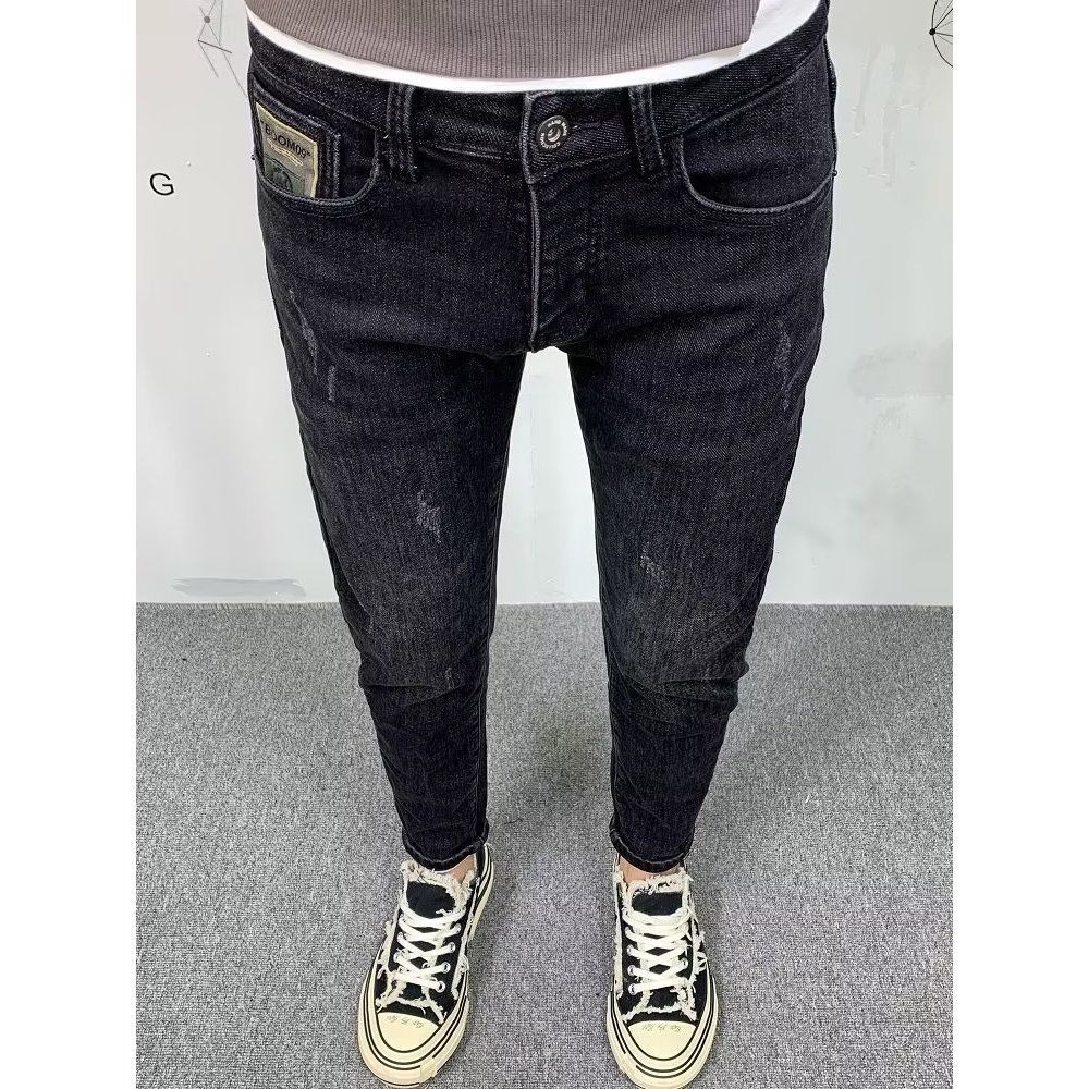 Streetwear Brand Denim - メンズスリムフィットデニムジーンズ,単色,カジュアル,ラグジュアリー,ストリートウェア,パンツ,ブランド,春,秋,新作ファッション