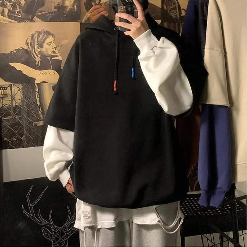Streetwear Brand Cheap - 男性用黒のヒップホップフード付きスウェットシャツ,楽しくてルーズな服,ブランドのスウェットシャツ,ストリートウェア,シンプルで安い
