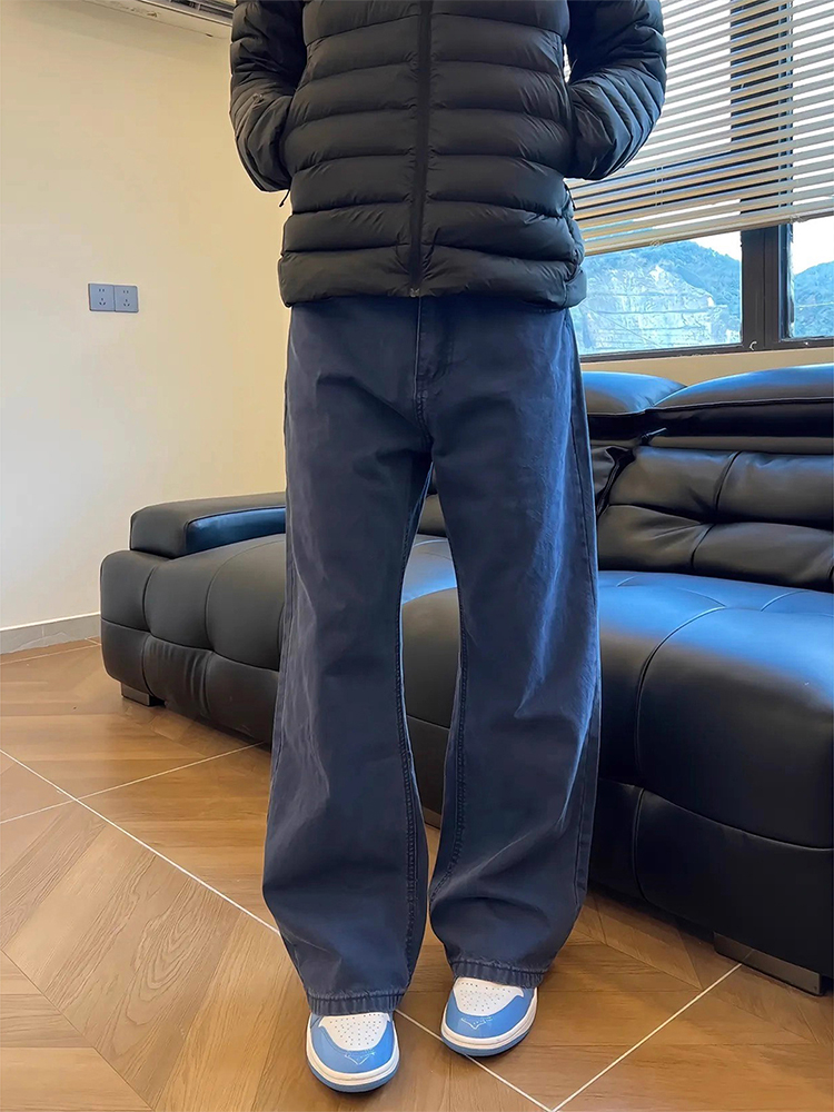 Streetwear Brand Denim - クリーンフィット フレンチワーク ブルー メンズ 秋冬 ストレートレッグジーンズ