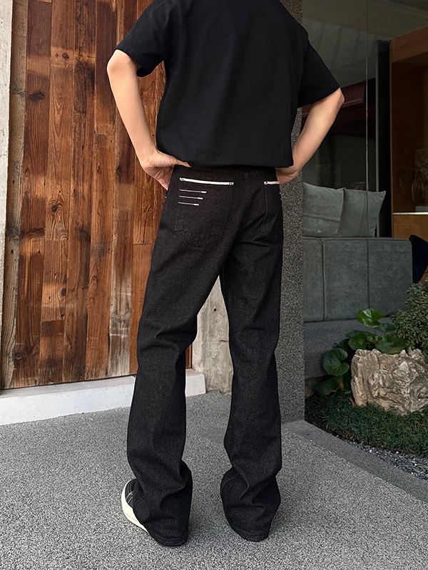 Streetwear Brand Denim - クリーンフィットアメリカンハイストリートスキニーフレアデニムジーンズレトロトレンディブランド耐摩耗性春ユースストレートレッグジーンズ