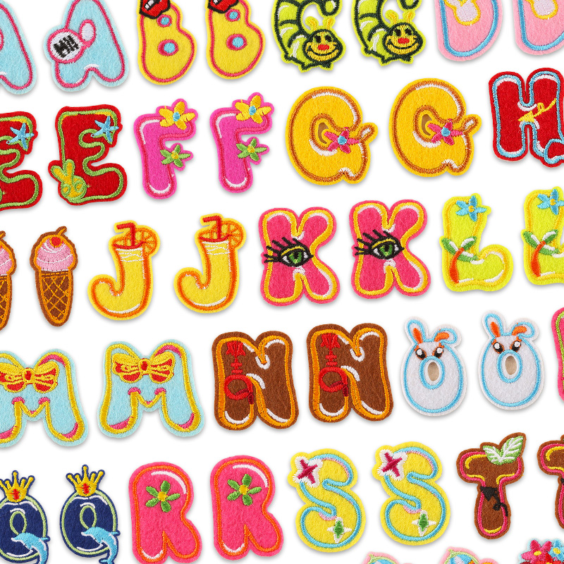 Streetwear Brand Stickers - 26 ピース/バルクセットレターパッチ動物の花かわいいロットアイアンで衣料用子供刺繍 Parches Ropa Naszywki Thermocollant