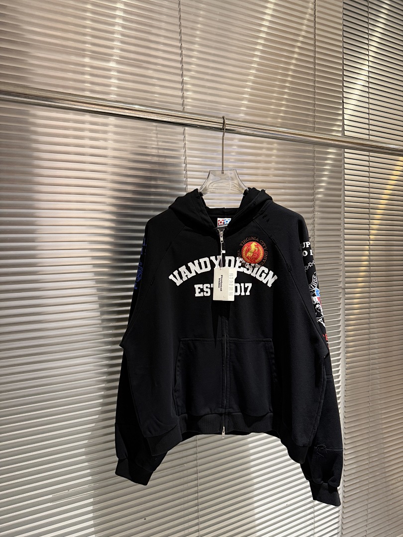 ファッションブランド 25FW コラボ ジップアップパーカー - Streetwear Brand Slogans のレビューと価格