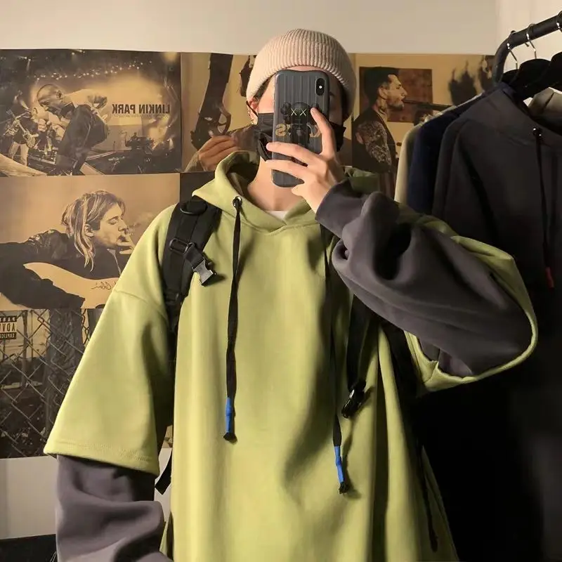 男性用黒のヒップホップフード付きスウェットシャツ,楽しくてル - Streetwear Brand Cheap のレビューと価格