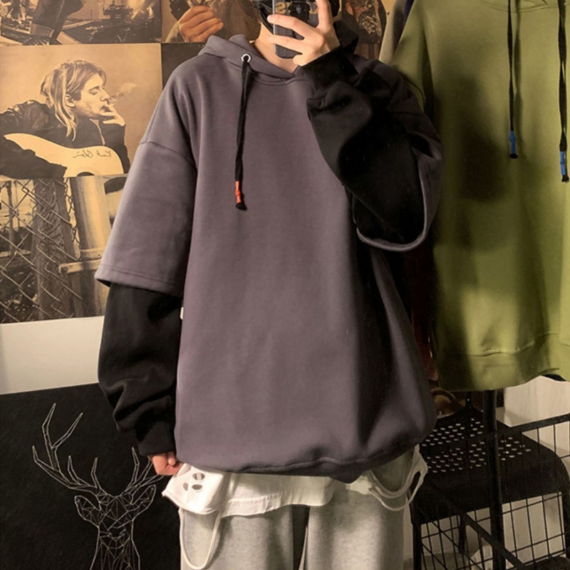 男性用黒のヒップホップフード付きスウェットシャツ,楽しくてル - Streetwear Brand Cheap のレビューと価格