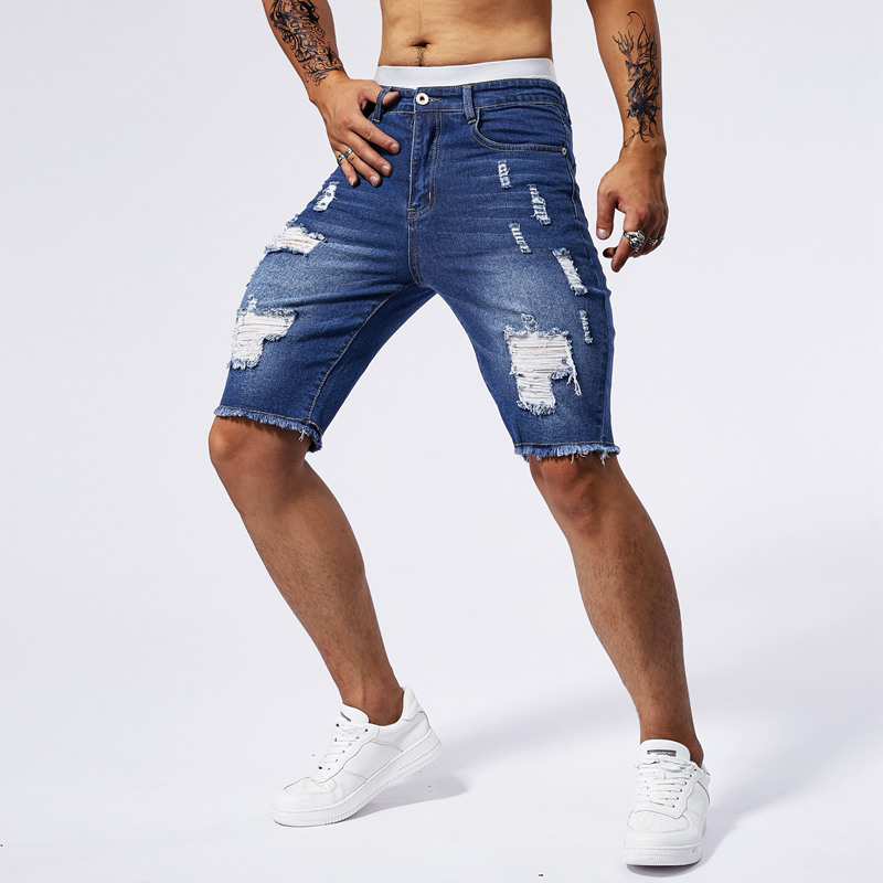 2025 夏の新メンズリッピングデニムショーツファッションヴ - Streetwear Brand Denim のレビューと価格