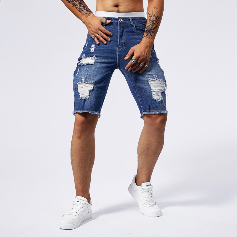 2025 夏の新メンズリッピングデニムショーツファッションヴ - Streetwear Brand Denim のレビューと価格