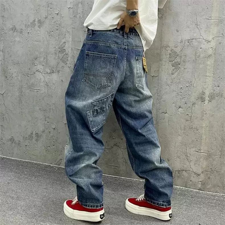 ブランドスプライシングジーンズ 秋ファッション ルーズストレ - Streetwear Brand Denim のレビューと価格
