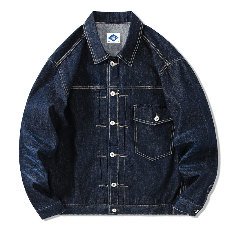 男性用ダークブルーのデニムジャケット,レトロカジュアルジーン - Streetwear Brand Denim のレビューと価格
