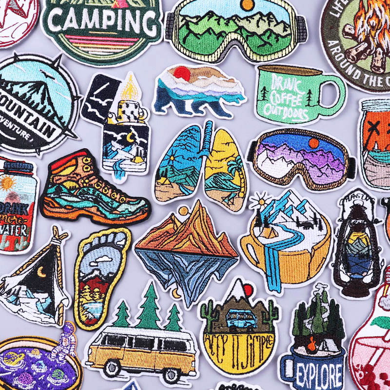 屋外アイアンで衣類用パッチキャンプ刺繍衣料用パッチ熱接着パッ - Streetwear Brand Stickers のレビューと価格