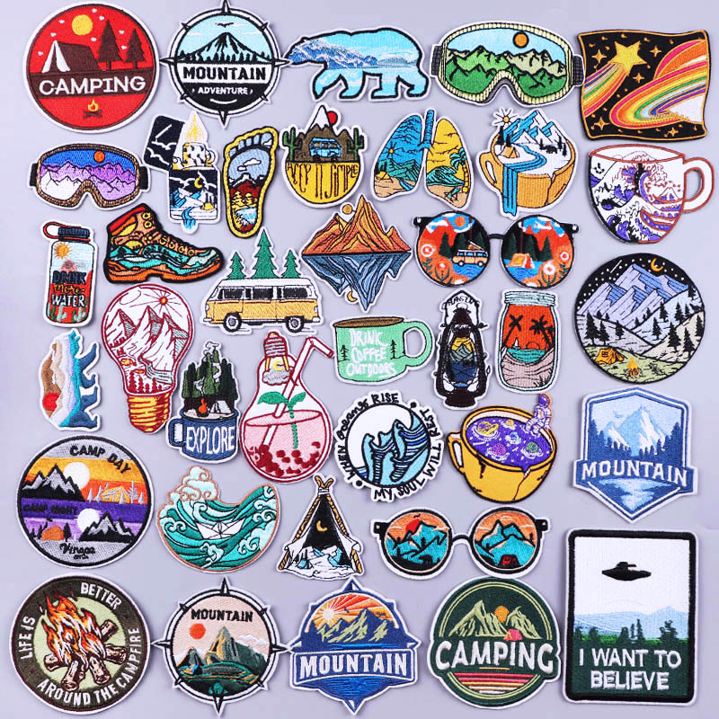 屋外アイアンで衣類用パッチキャンプ刺繍衣料用パッチ熱接着パッ - Streetwear Brand Stickers のレビューと価格