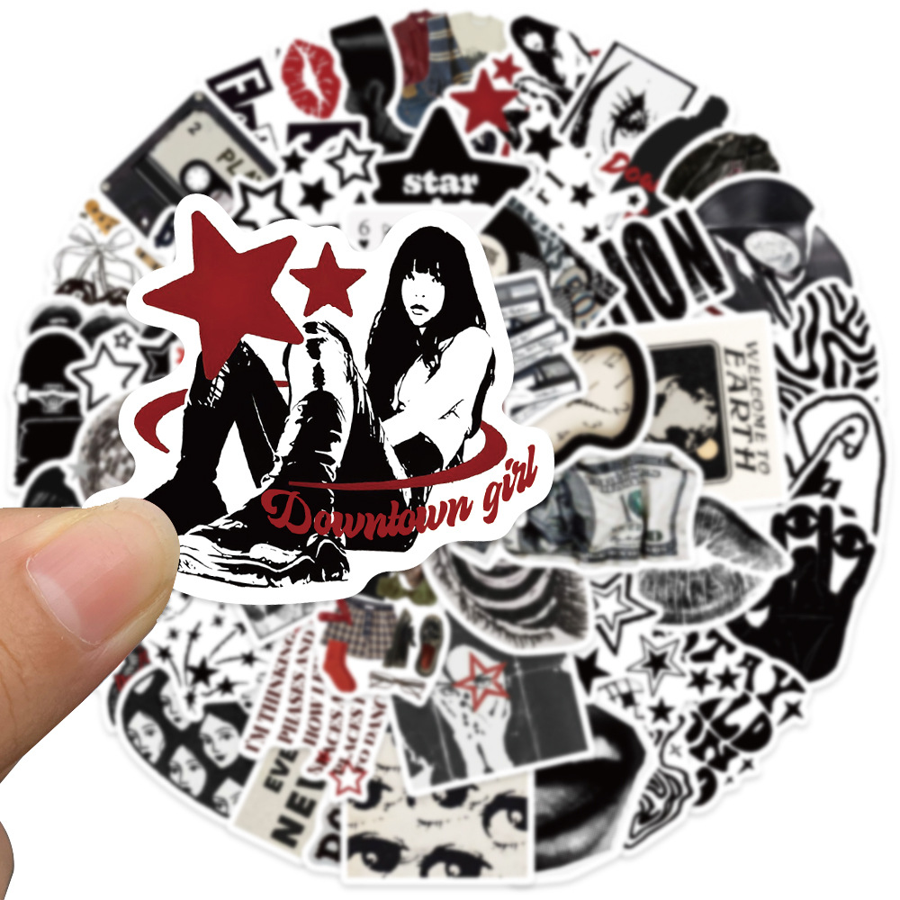 10/50 個 90 年代 00 年代レトロ黒と白 Y2K  - Streetwear Brand Stickers のレビューと価格