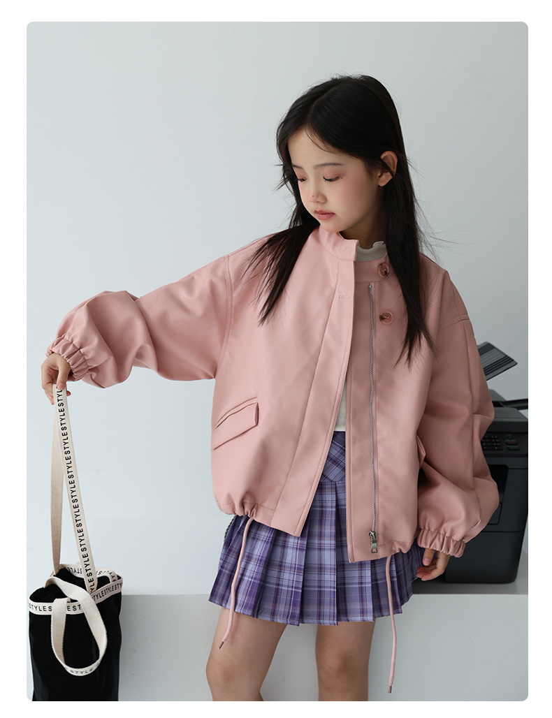 2-12Y 女の子甘い黒ピンクロックオートバイ Pu レザー - Streetwear Brands Logo のレビューと価格
