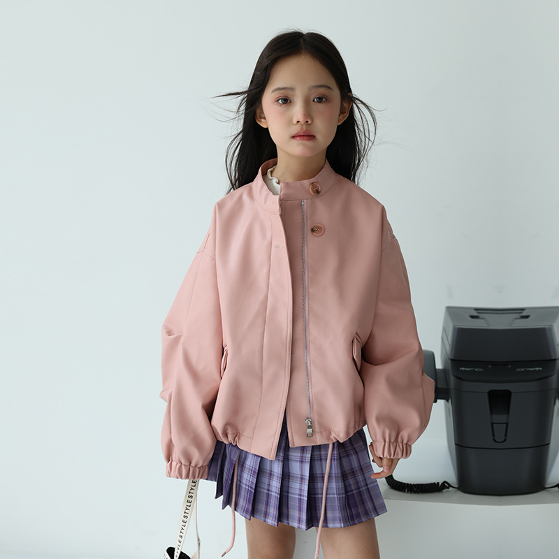 2-12Y 女の子甘い黒ピンクロックオートバイ Pu レザー - Streetwear Brands Logo のレビューと価格